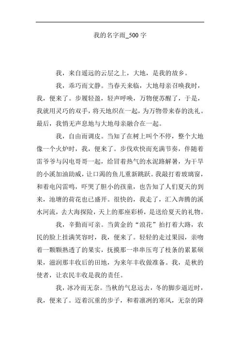 我的名字雨_500字