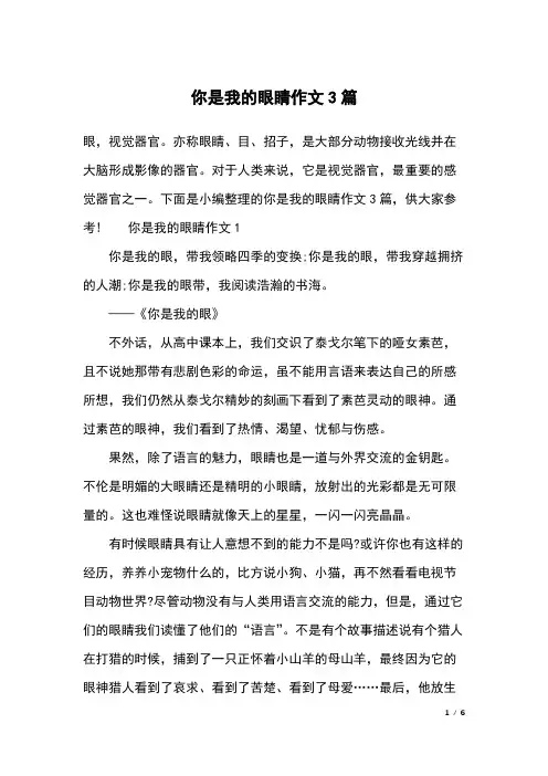 你是我的眼睛作文3篇    