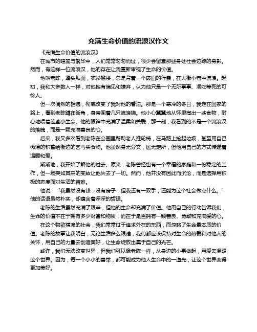 充满生命价值的流浪汉作文