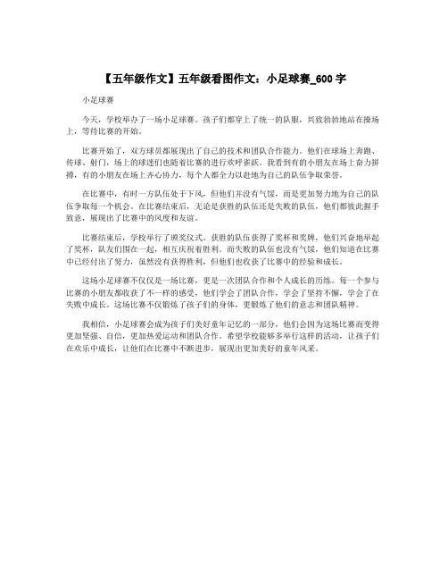 【五年级作文】五年级看图作文：小足球赛_600字
