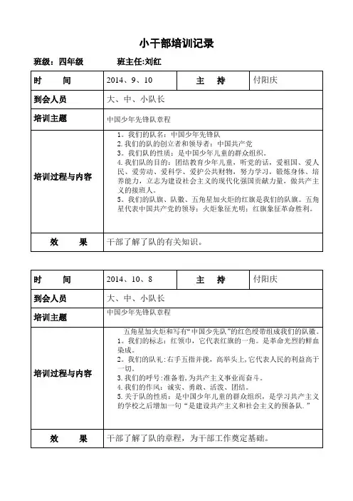 小干部培训记录