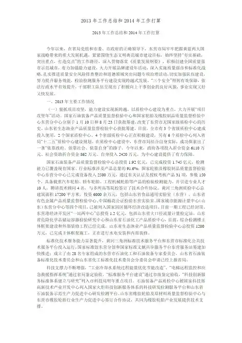 2013年工作总结和2014年工作打算