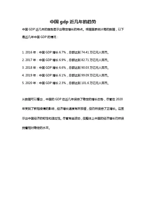 中国gdp近几年的趋势