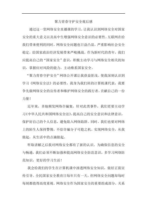 聚力青春守护安全心得体会
