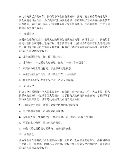 安全教育主题征文小学生