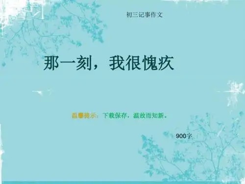 初三记事作文《那一刻,我很愧疚》900字(总11页PPT)