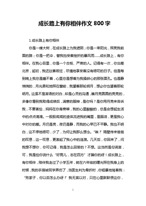 成长路上有你相伴作文800字