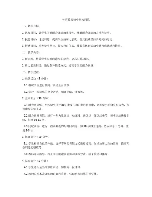 体育教案初中耐力训练