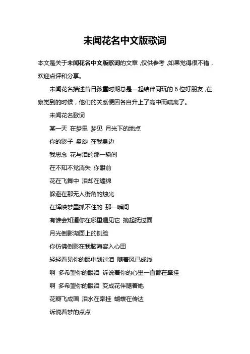 未闻花名中文版歌词