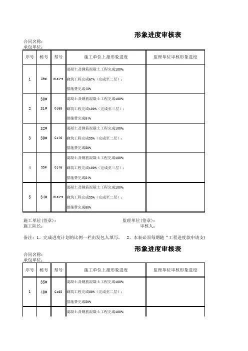 形象进度审核表