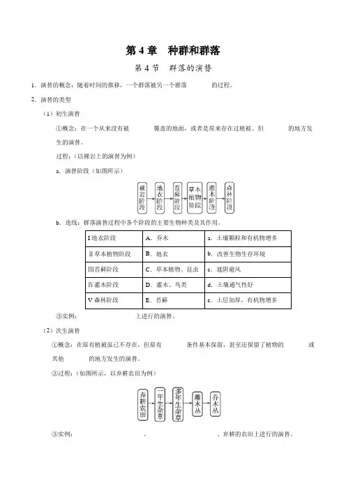 高中生物必修三 稳态与环境-高中必修3-第4章第4节群落的演替-练习题1