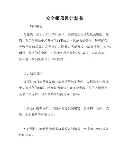 安全帽项目计划书