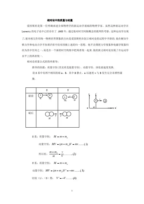 相对论中的质量与动量
