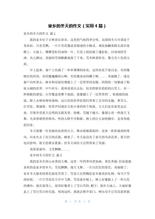 家乡的冬天的作文(实用4篇)