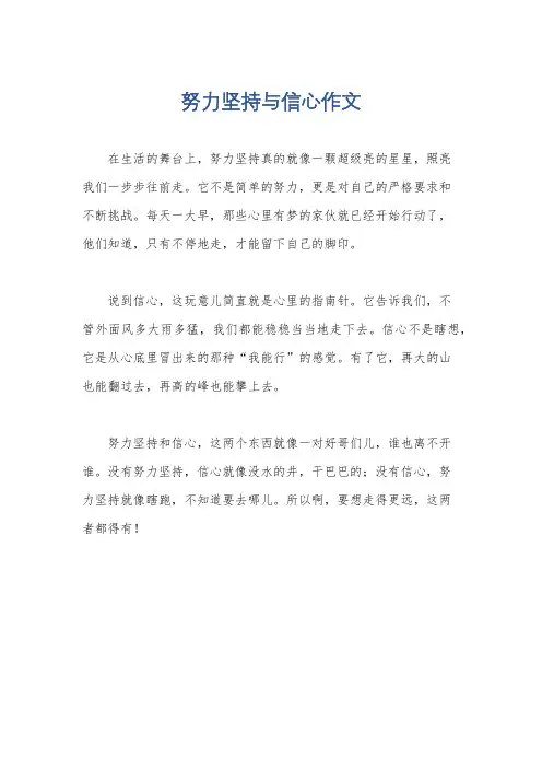 努力坚持与信心作文
