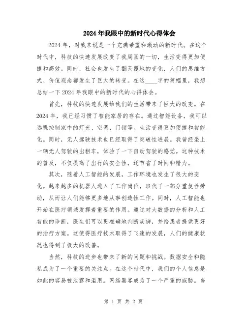 2024年我眼中的新时代心得体会