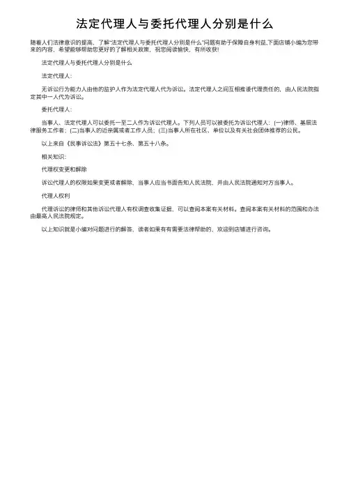 法定代理人与委托代理人分别是什么