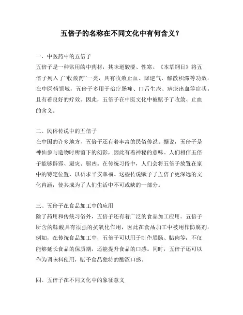 五倍子的名称在不同文化中有何含义？