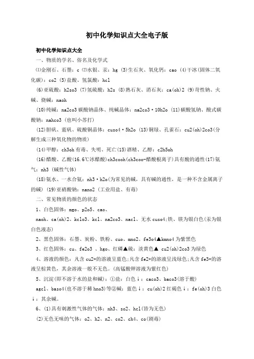 初中化学知识点大全电子版