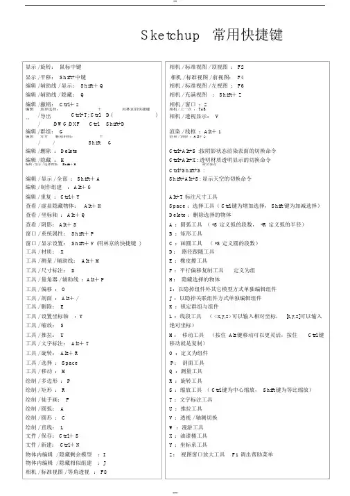 Sketchup常用快捷键(必备)