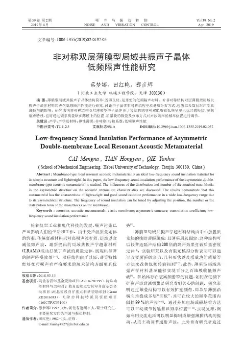 非对称双层薄膜型局域共振声子晶体低频隔声性能研究