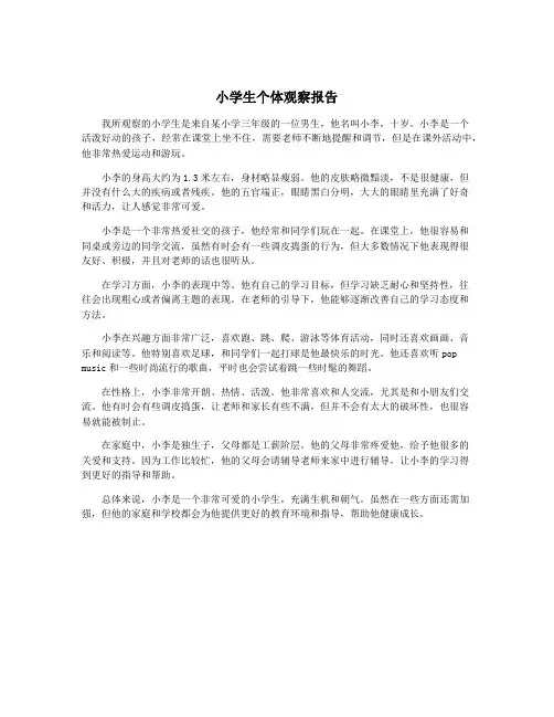 小学生个体观察报告