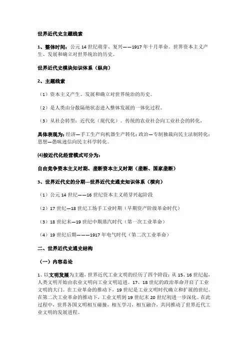 九年级上册历史世界近代史阶段特征 知识梳理
