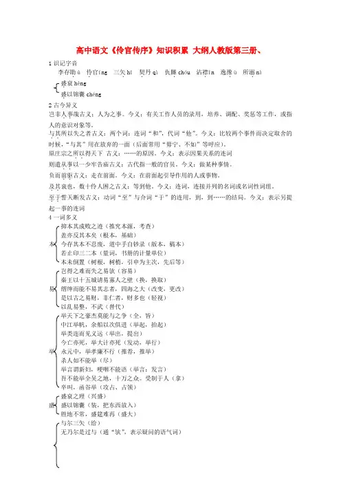 高中语文《伶官传序》知识积累 大纲人教版第三册