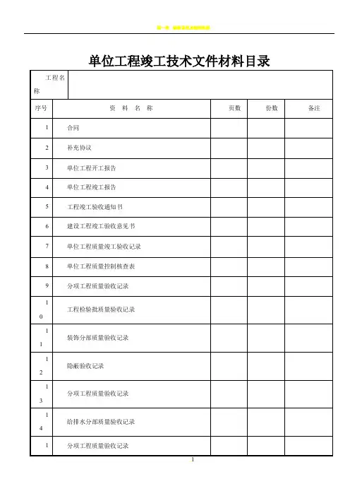建筑装饰装修工程竣工验收资料表格