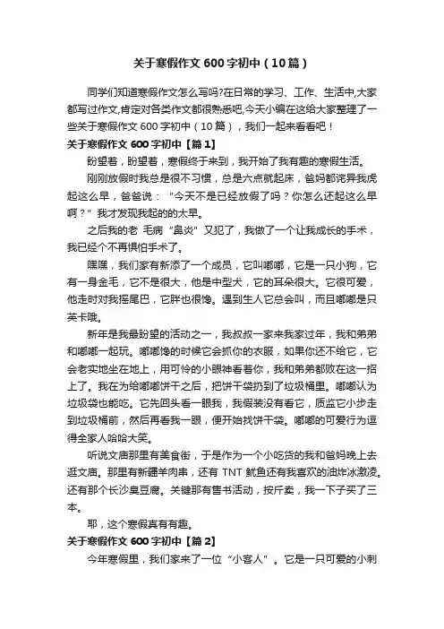 关于寒假作文600字初中（10篇）