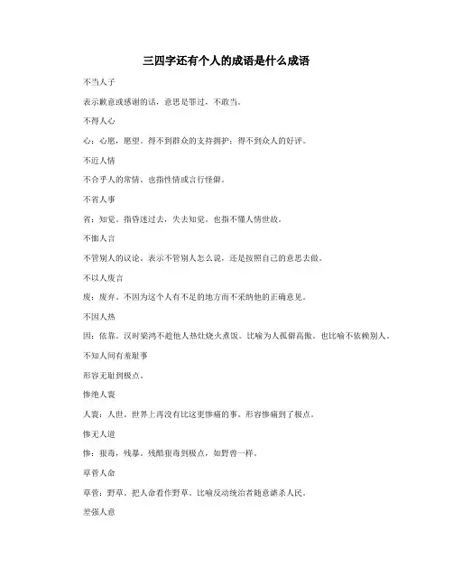三四字还有个人的成语是什么成语