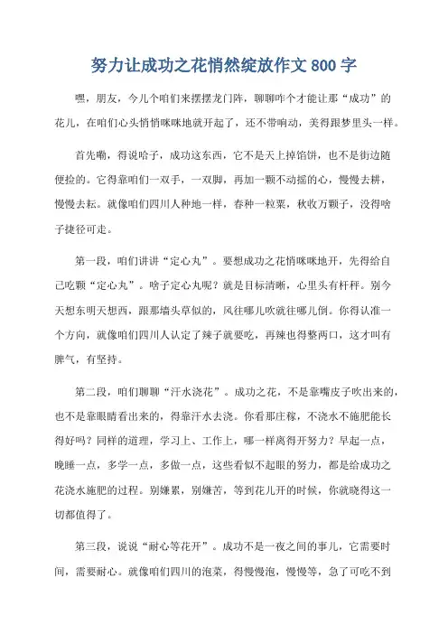 努力让成功之花悄然绽放作文800字