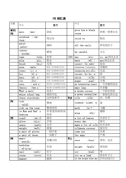 上教版牛津英语5B单词表(带音标)