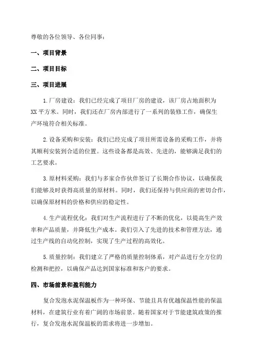 年产22000立方米复合发泡水泥保温板项目汇报