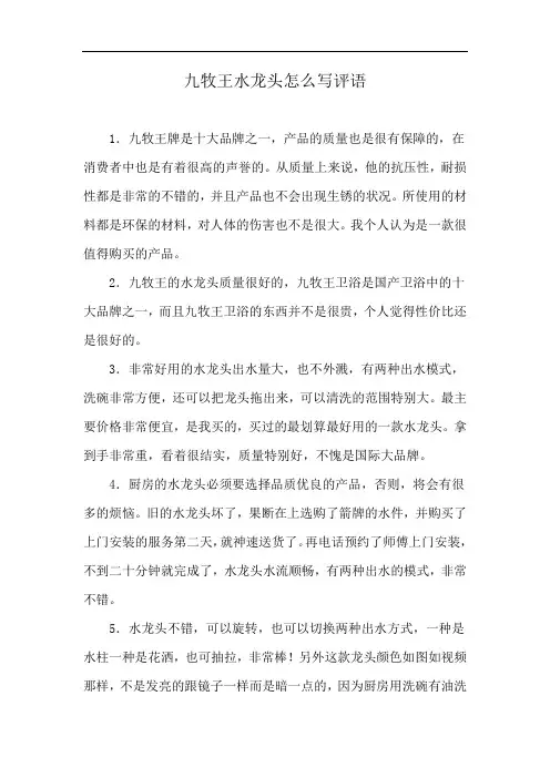 九牧王水龙头怎么写评语
