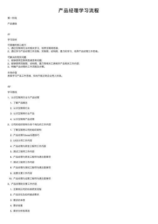 产品经理学习流程