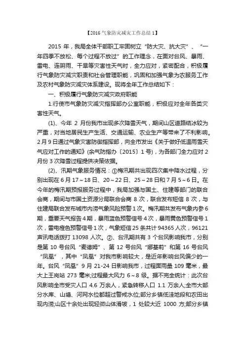 2016气象防灾减灾工作总结