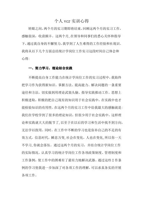 个人vcr实训心得