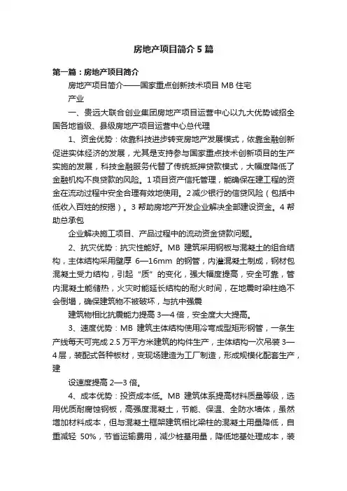 房地产项目简介5篇