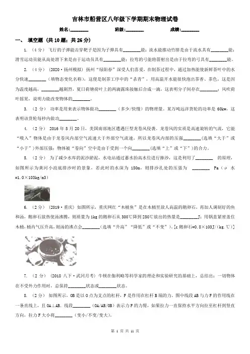 吉林市船营区八年级下学期期末物理试卷  