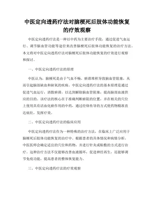 中医定向透药疗法对脑梗死后肢体功能恢复的疗效观察