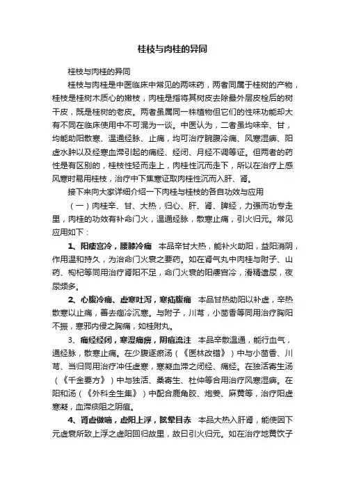 桂枝与肉桂的异同