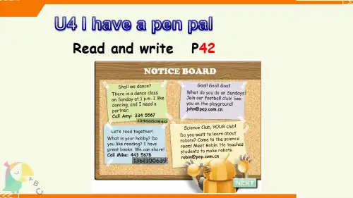 人教PEP版小学英语六年级上册第四单元《Unit 4 Part B Read and write》教学课件PPT