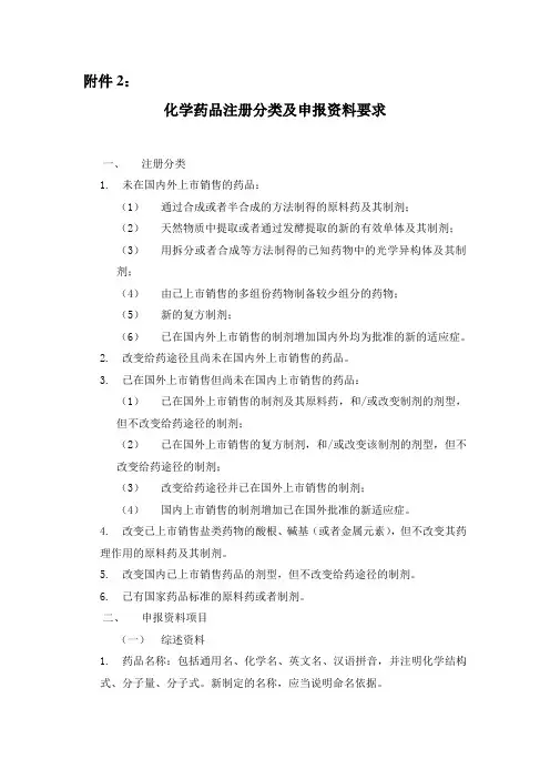 化学药品注册分类及申报资料要求
