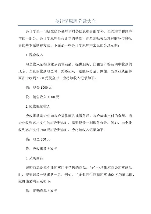 会计学原理分录大全