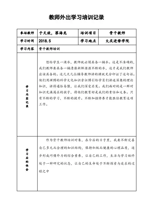 教师外出学习培训记录 1