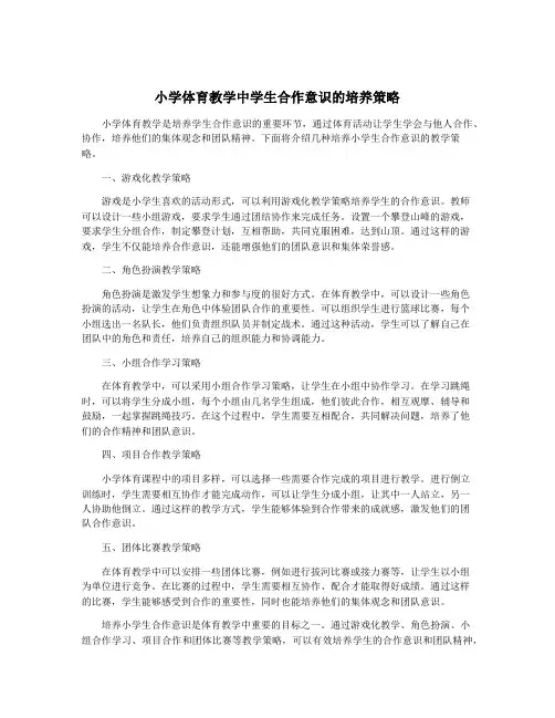 小学体育教学中学生合作意识的培养策略