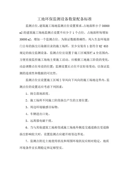 工地环保监测设备数量配备标准
