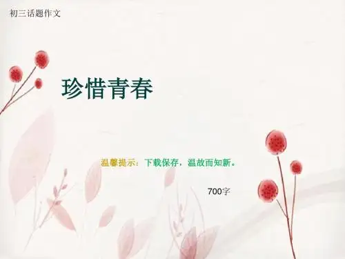 初三话题作文《珍惜青春》700字(总9页PPT)
