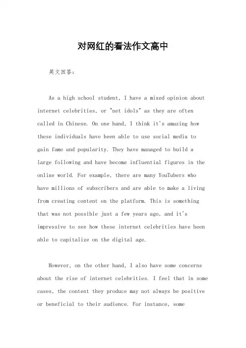 对网红的看法作文高中